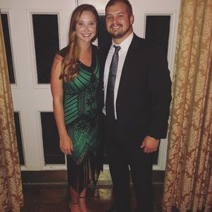 Emerald Green 20’s Flapper Dress, Size M